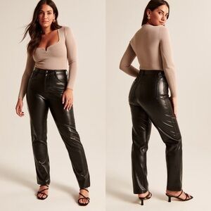 Abercrombie & Fitch The 90s Straight Ultra High Rise Vegan Leather Size 29 8 NWT
